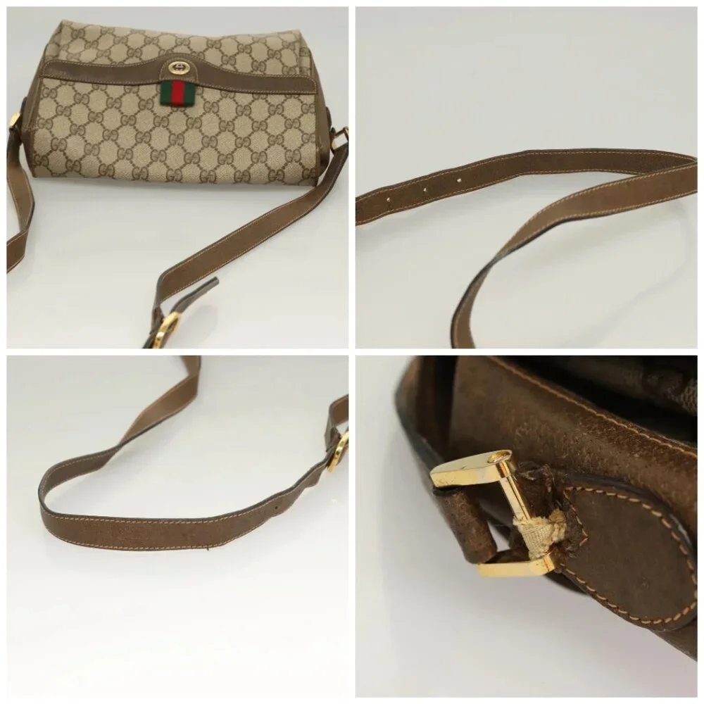 GUCCI GG Supreme Web Sherry Line Bag PVC Beige Gold 904 02 08 Auth 129908 - Picture 16 of 16